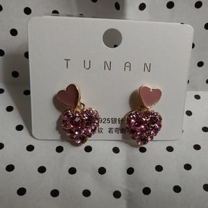 New Adorable Heart Shaped Jewel Korean Earrings
